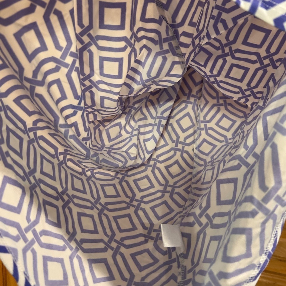 Jude Connally Women's Sleeveless Dress Blue White Geometric Print Made USA - Picture 6 of 10
